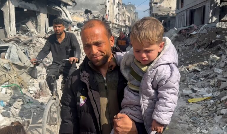 Palestinian father meets his lost child after a year of war Gauze