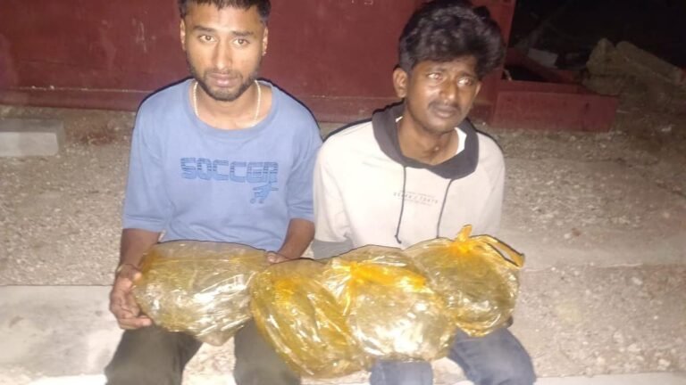 Two students from Kukatpally College were arrested in transporting 2.7 kg Ganja to the city