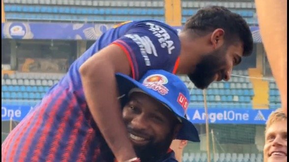 Jasprit Bumrah picked up Kieron Pollard, fans say “handle with care”