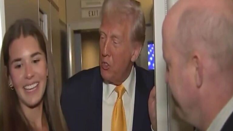 “This is a fake news” – Donald Trump brings a granddaughter Kai to viral 2 am Air Force One Presser | Watch | The news today