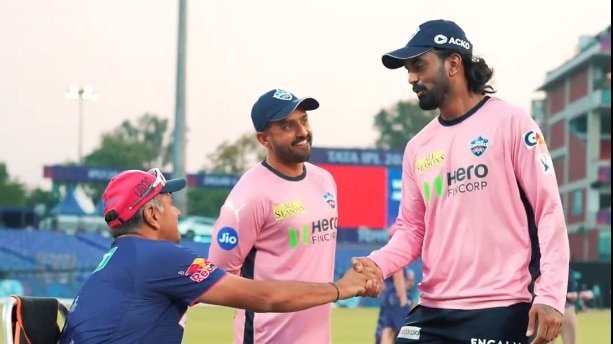 DC vs rr: Rahul Dravid, Kl Rahul Enjoy joking before the IPL 2025 clash