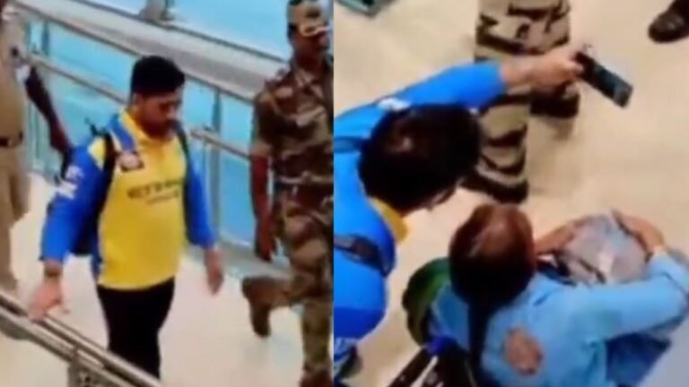 Watch: Mrs. Dhoni stops to take a selfie with a fans on a wheelchair in the middle of airport security