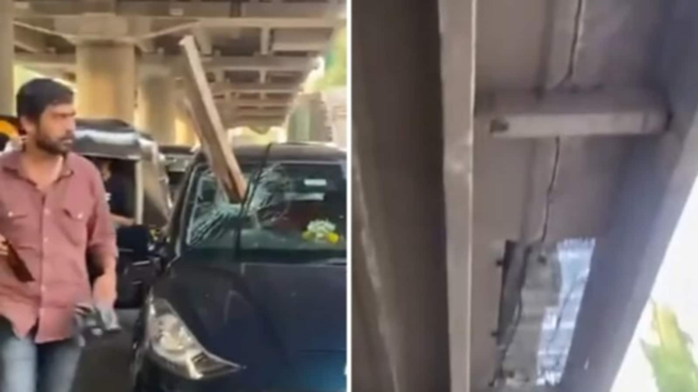 Viral Video: The concrete beam falls from an overpass in Mumbai, puncture the windshield | The news today