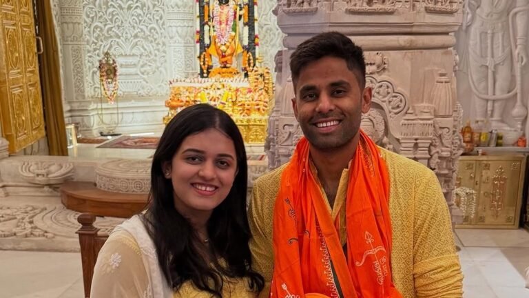 IPL 2025: Mi Star Suryakumar Yadav visits the temple of Ayodhya with his wife Devisha