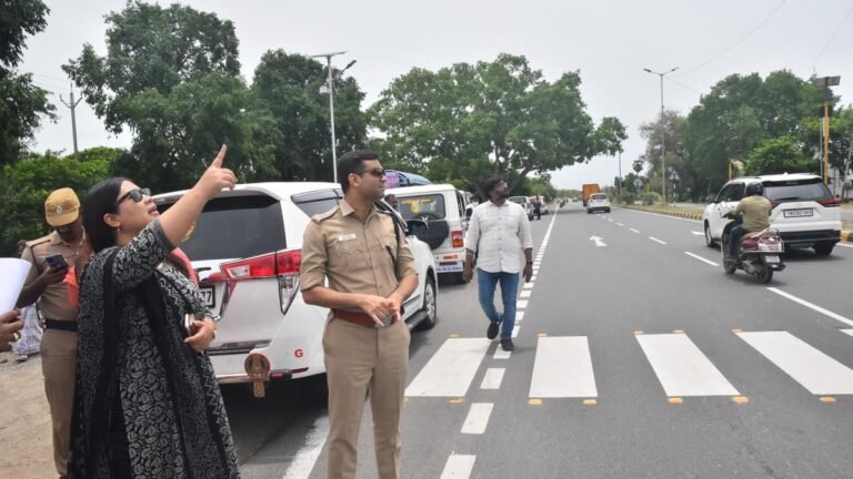 The collector checks the sites susceptible to accidents along the national highway section in the Perembalur District