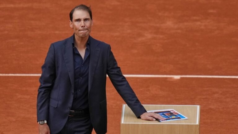 Rafael Nadal Emotional as Roger Federer and Novak Djokovic joins the French Open Tribute