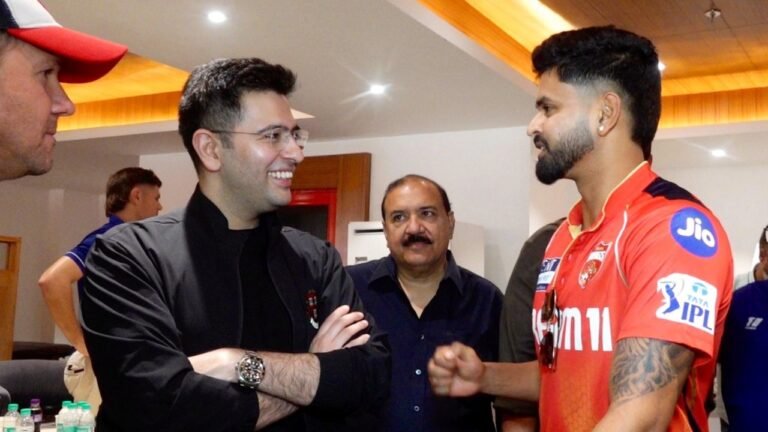 IPL 2025: MP Raghav Chadha meets and greets PBKS Group Before Qualification 1
