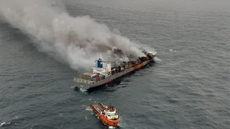 Setting the tow line; Efforts to tow Wan Hai 503 from the coast of Kerala