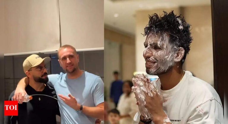 Follow: Epic reaction Jitesh Sharma when he asks to put the cake on the virat kohli | Cricket messages – Times of India