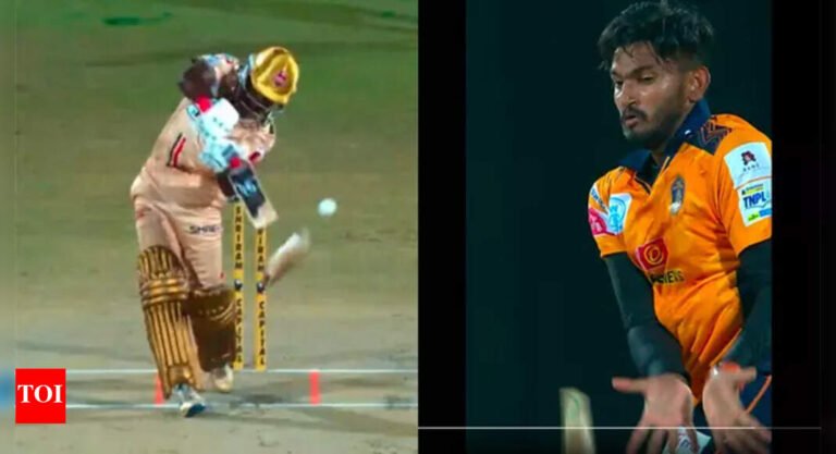Oh no! The TNPL player breaks up in the middle, hits the bowler on the leg; Watch video | Cricket messages – Times of India