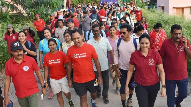 Walkathon leads participants through a wooded trail of chamundi hills