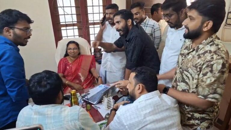 Protests at Idukki school over the abolition of the English middle division