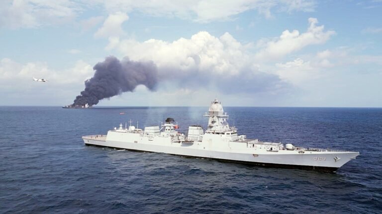India Coast Guards of Battle Fires when the crew saved from burning a vessel off the coast of Kerala | Watch | The news today