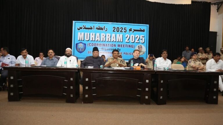 Police equipment for a Muharram procession