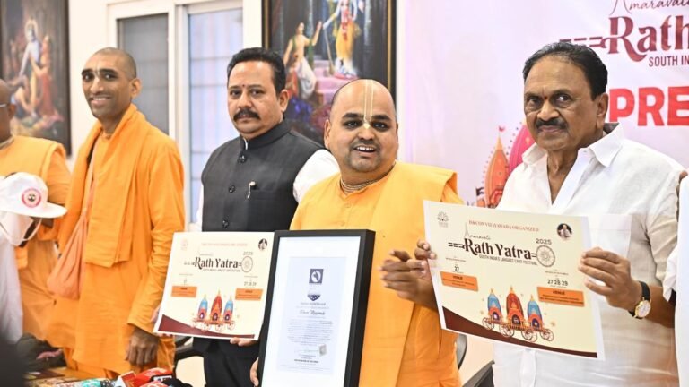 ISKCON’S JAGANNATH Rath Yatra in Vijayawada on Friday