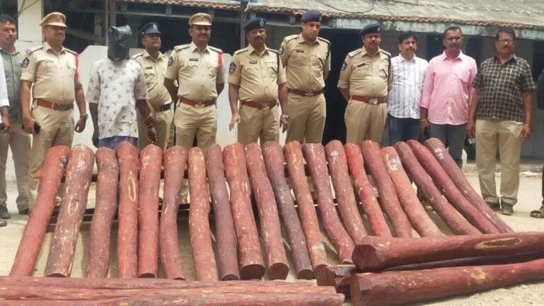 Maintained a Red Sanders smuggler, 82 lakh protocols seized in the district of Annamayya
