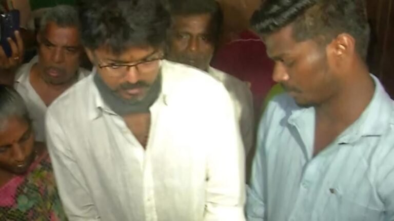 SIVAGANGA CUSTODIAL: TVK VIJAY leader visits the Ajith Kumar family in their house