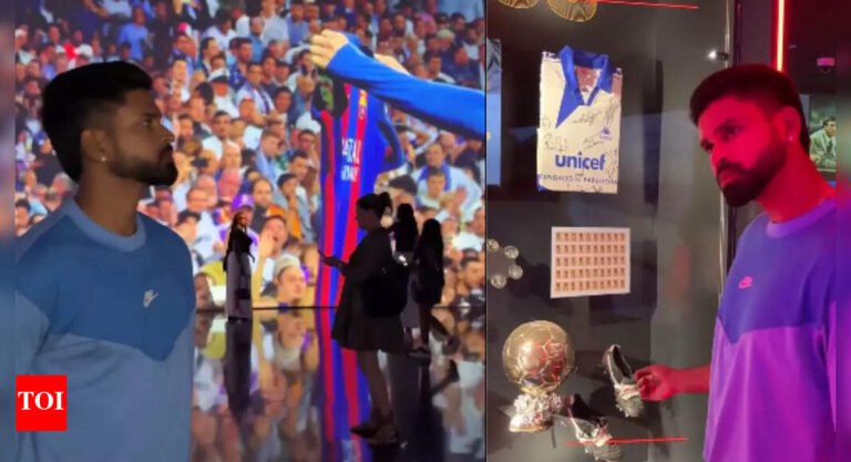 Watch: Shreyas Iyer visits FC Barcelona Museum, shows Barca jersey | Cricket messages – Tech Word News