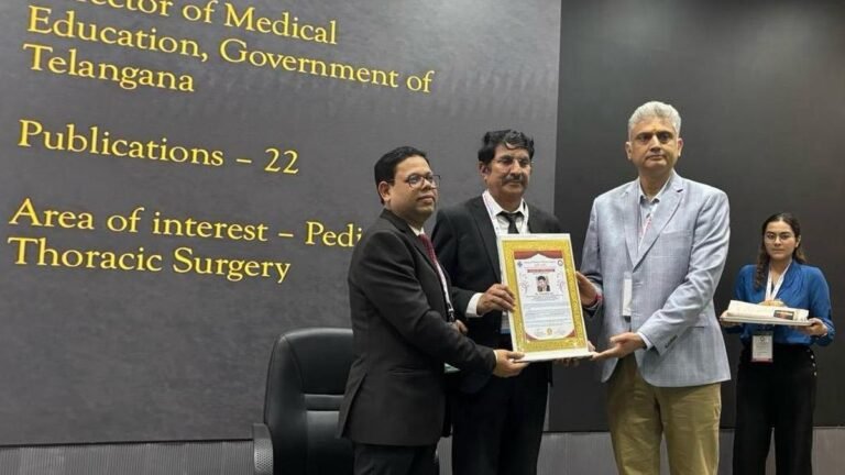 Telangana DME granted for contributions to children’s thoracic surgery