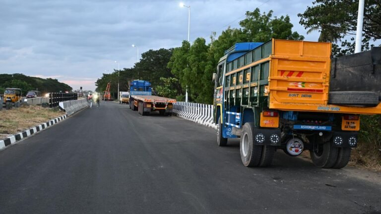 Parking trucks along the service is checked checked