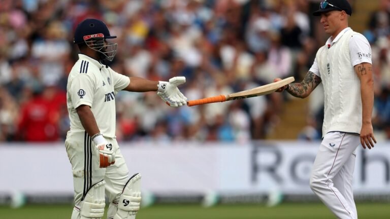 It just happens to me, man: Rishabh Pant reacts to his flying bat.