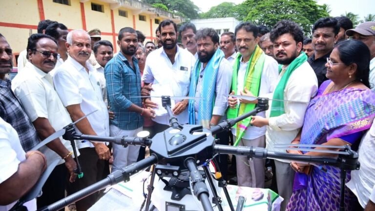 Seven drones handed over to farmers in Konaseema