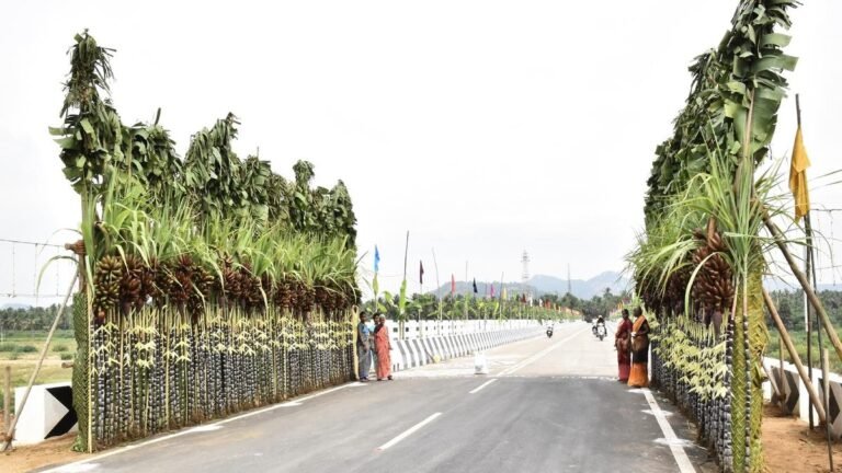 The new high -level bridge opened across the Palar River in Tirupatura