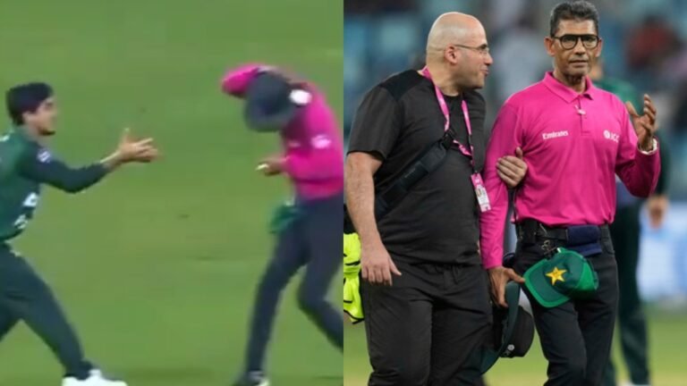 Watch: Pakistanan Mohammad Haris hurts referee rchira with throwing against UAE