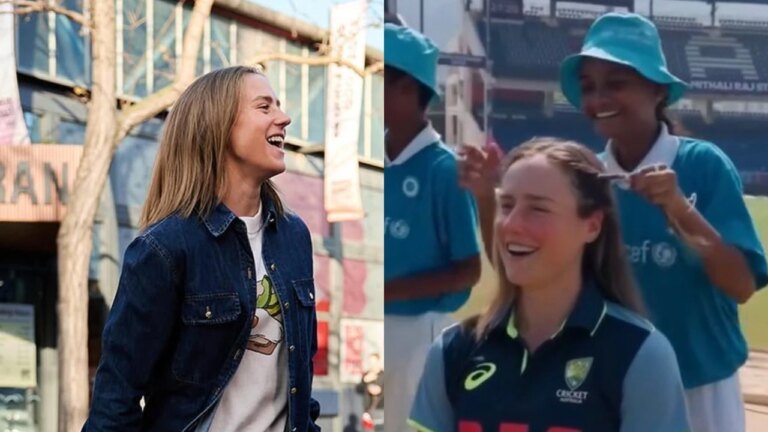 Watch: Ellyse Perry gets a trendy new haircut from a local Vizag girl