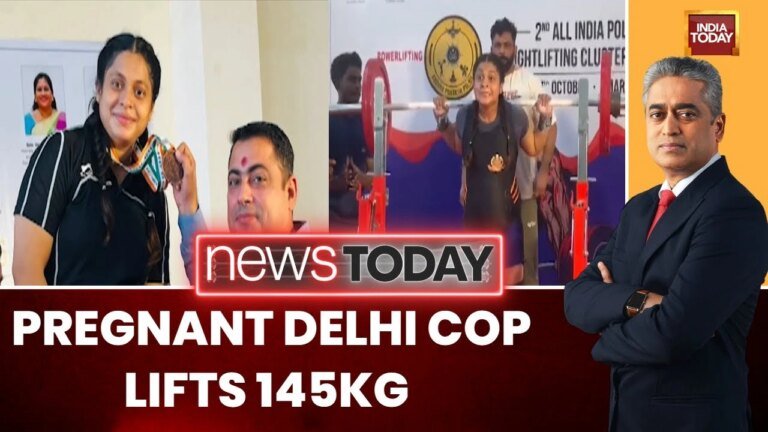 A seven-month-pregnant policewoman in Delhi lifts 145 kg to win a national bronze