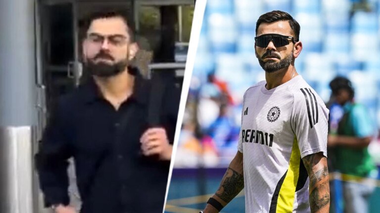 Watch: Virat kohli rocks black and white when they arrive in Delhi before Australia Tour