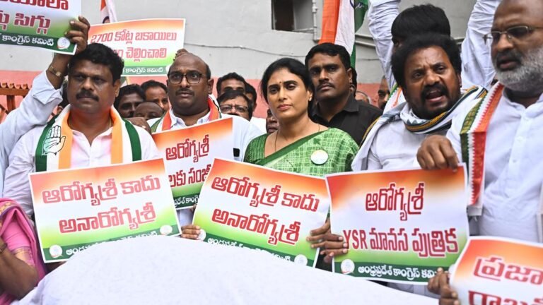 Release ₹2,700 crore Aarogyasri dues, APCC chief Sharmila demands