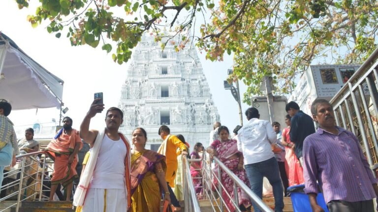 Thousands of devotees participate in Giri Pradakshina at Annavaram
