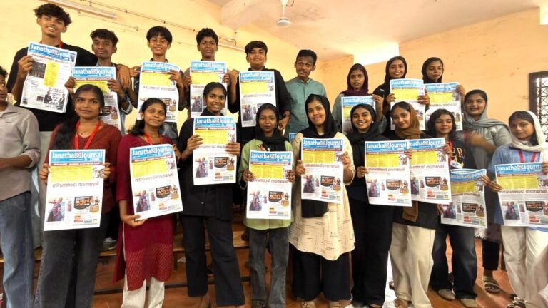 Students publish a daily newspaper at an arts festival in Pattambi district