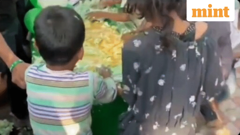 Gone in seconds! Kids rush to grab Tejashwi Yadav’s 36-pound birthday cake, finish it in no time | Video | Today’s news