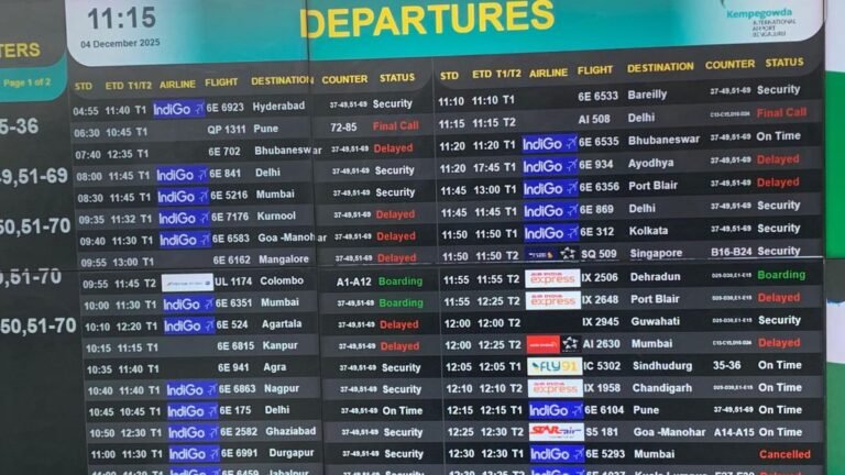 102 IndiGo flights canceled at Bengaluru airport as blackouts continue for fourth straight day