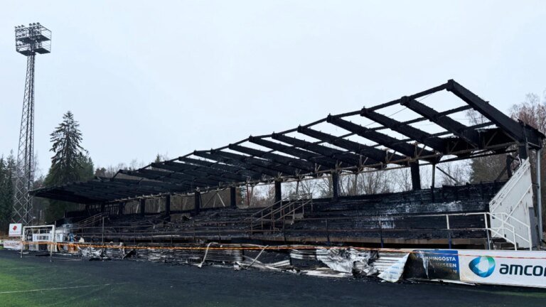 Teenagers set fire to a Finnish football stadium after the club suffered relegation