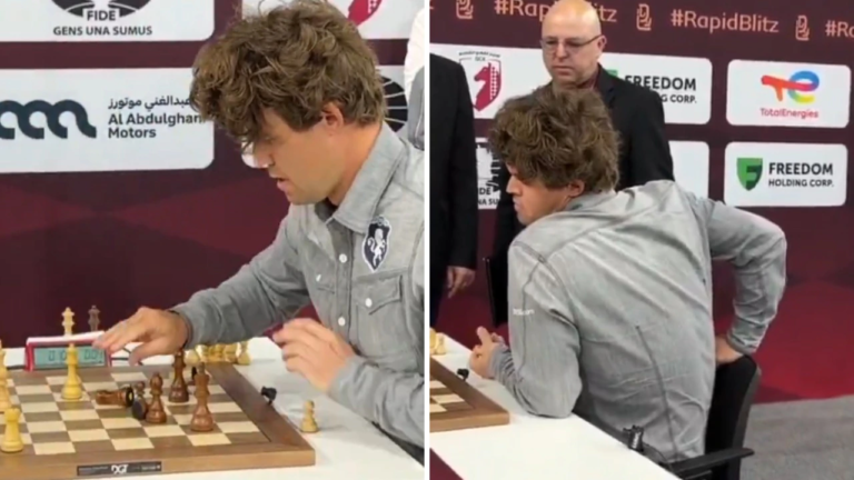 Watch: Magnus loses his cool again, fumble on deck leads to defeat at World Blitz C’ship