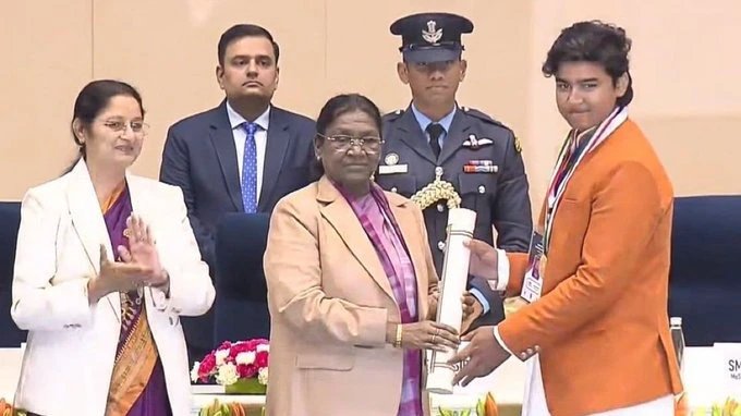 Vaibhav Suryavanshi conferred with the National Children’s Award by President Droupadi Murma