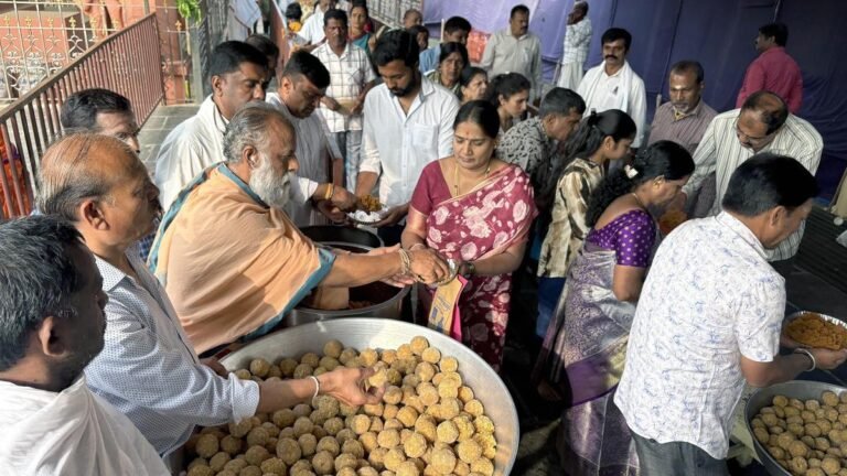 Narasimha Swamy Yoga Temple celebrates New Year by distributing laddu to devotees