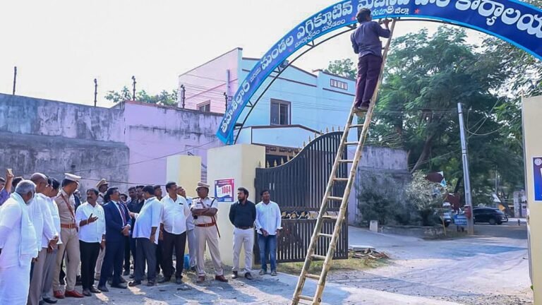 New district name boards are replacing the old ones in Markapuram
