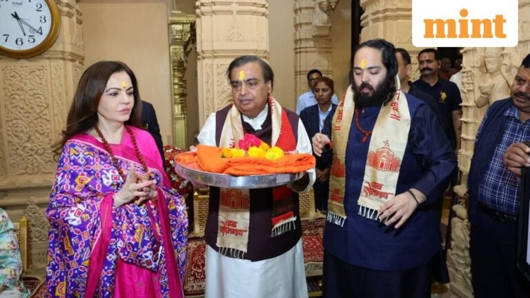 Mukesh and Nita Ambani visit Somanth temple in Gujarat along with son Anant | Today’s news