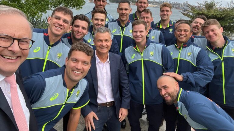 Australian Prime Minister Anthony Albanese hosts the Ashes stars ahead of the Pink Test in Sydney