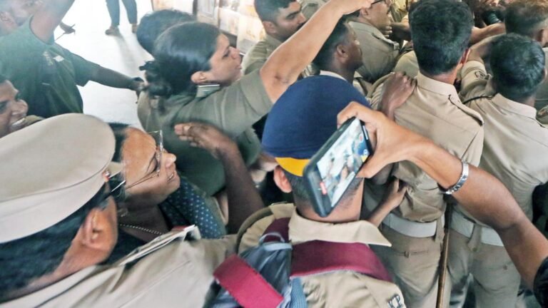 Protests galore as health minister Veena George gets injured amid KSU protest in Kannur