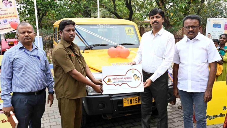 After a long wait, the children of the tribal village of Erode get a special school van