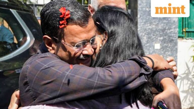 Image of the Day: Arvind Kejriwal gets emotional as he hugs wife Sunita after clean chit in liquor case | Today’s news
