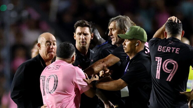 Lionel Messi tackled by raiders in Inter Miami’s chaotic friendly with Puerto Rico