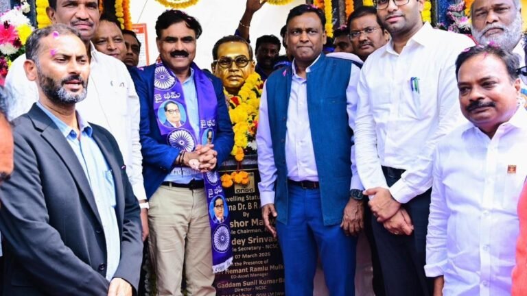 NCSC Chairman Kishor Makwana unveiled the statue of Dr. BR Ambedkar at Dowleswaram