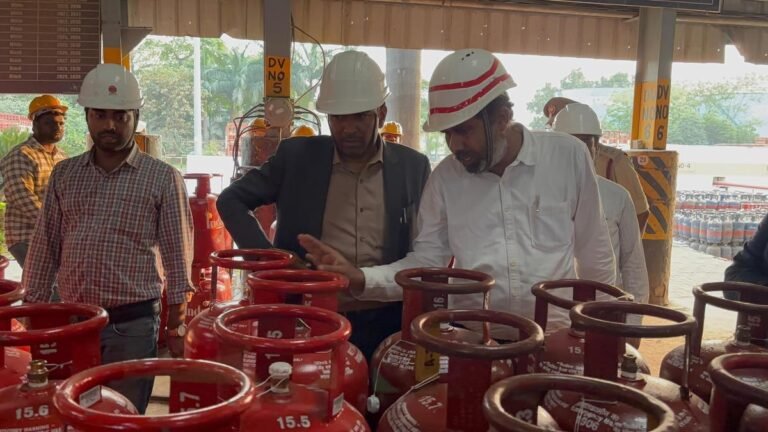 Collector assesses LPG stocks at Kondapalli bottling plant