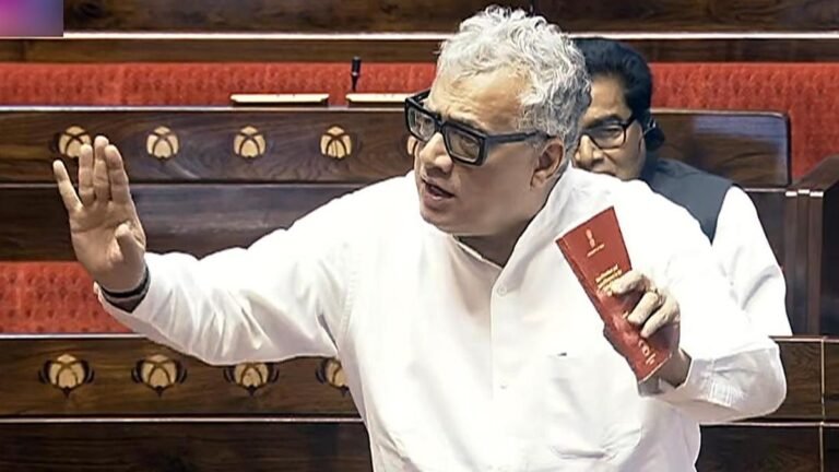 Trinamool MPs walk out of the Rajya Sabha to protest the removal of officials